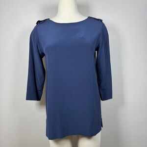 Lacoste Blue 3/4 Sleeve Top Silk